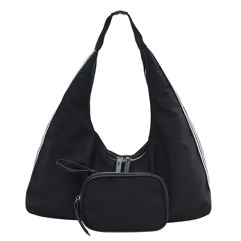 Nylon Cloth Black Shoulder Bag, Fashionable and Casual Armpit Bag, Simple and Versatile Tote Bag