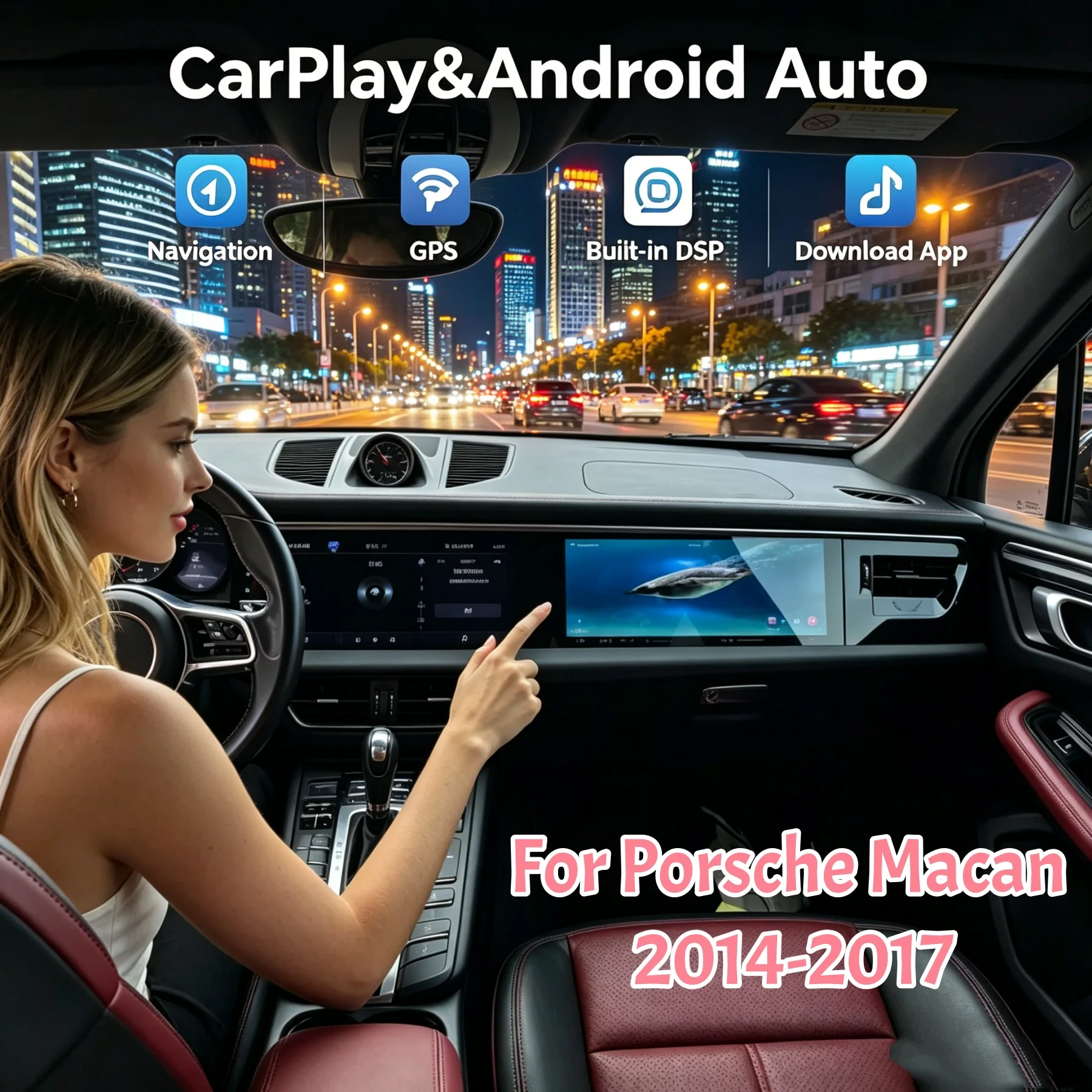 

12.3inch Dual Screen Android For Porsche Macan 2014-2017 Car GPS Multimedia Video Player Radio Head Unit Wireless Carplay