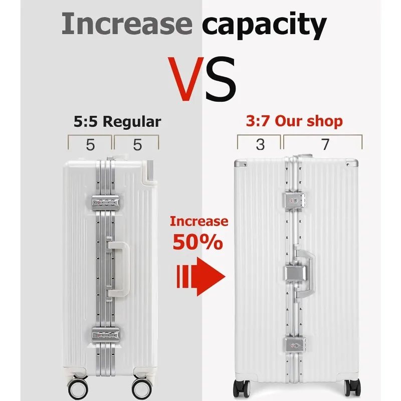 30in Super Large Captain Aluminum Frame Hardside Spinner Wheels Luggage, Zipperless Checked Suitcase