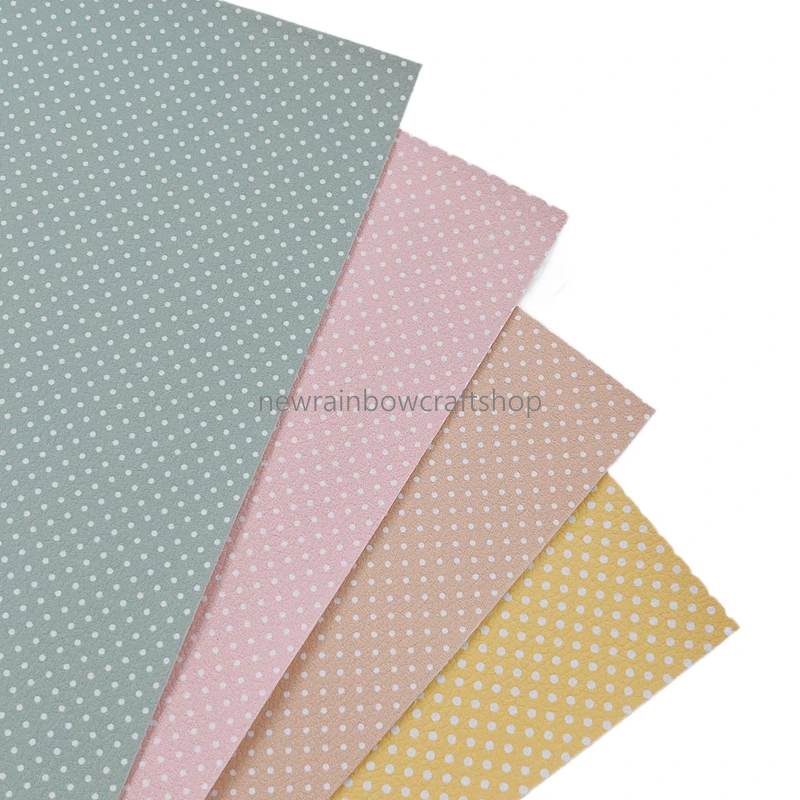 New Rainbow 22x30cm/A4 Pastel Colors Polka Dots Collection Faux Leatherette For Baby Hair bows, Hairpins, DIY Crafts, TOY