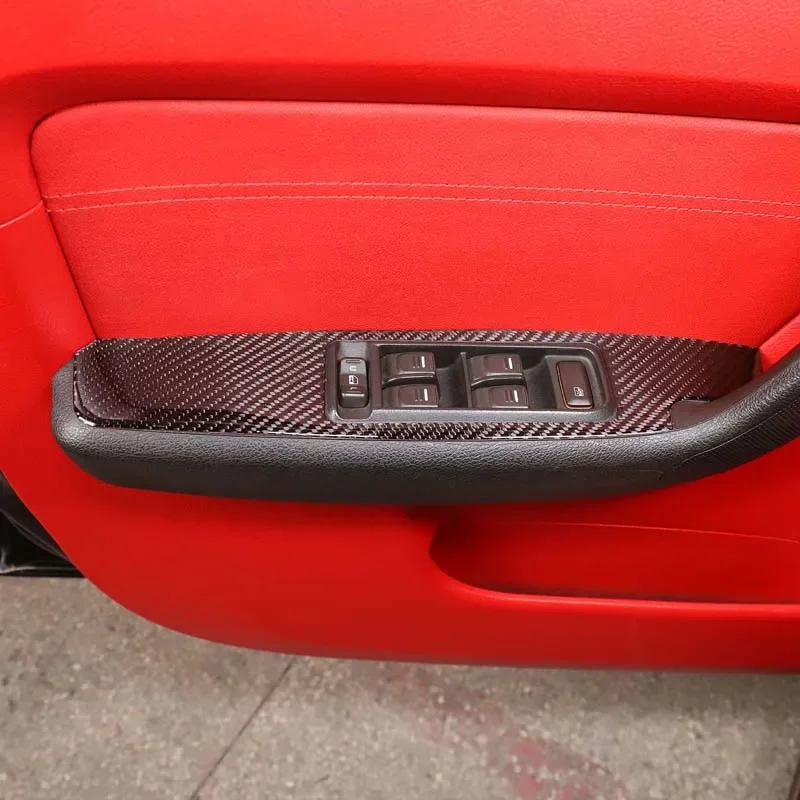 

Suetlcoity For Hummer H3 2005-2009 Soft Carbon Fiber Car Glass Lift Frame Cover Trim Sticker Interior Car Accessories