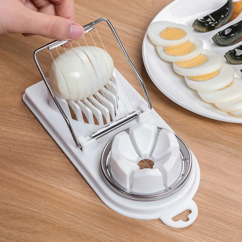 Multi Functional Egg Cutting Stainless Steel Two In One Egg Slicer Portable Manual Preserved Eggs Divider Household Kitchen Tool