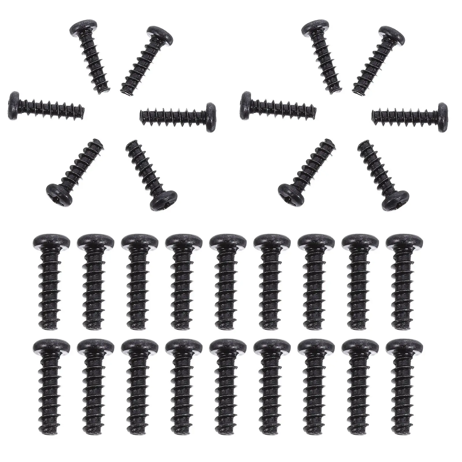 Black Pan Head Self Tapping Screws 200Pcs M4x14mm Cross Recessed Flat Point for Metal Wood Plastic Panels