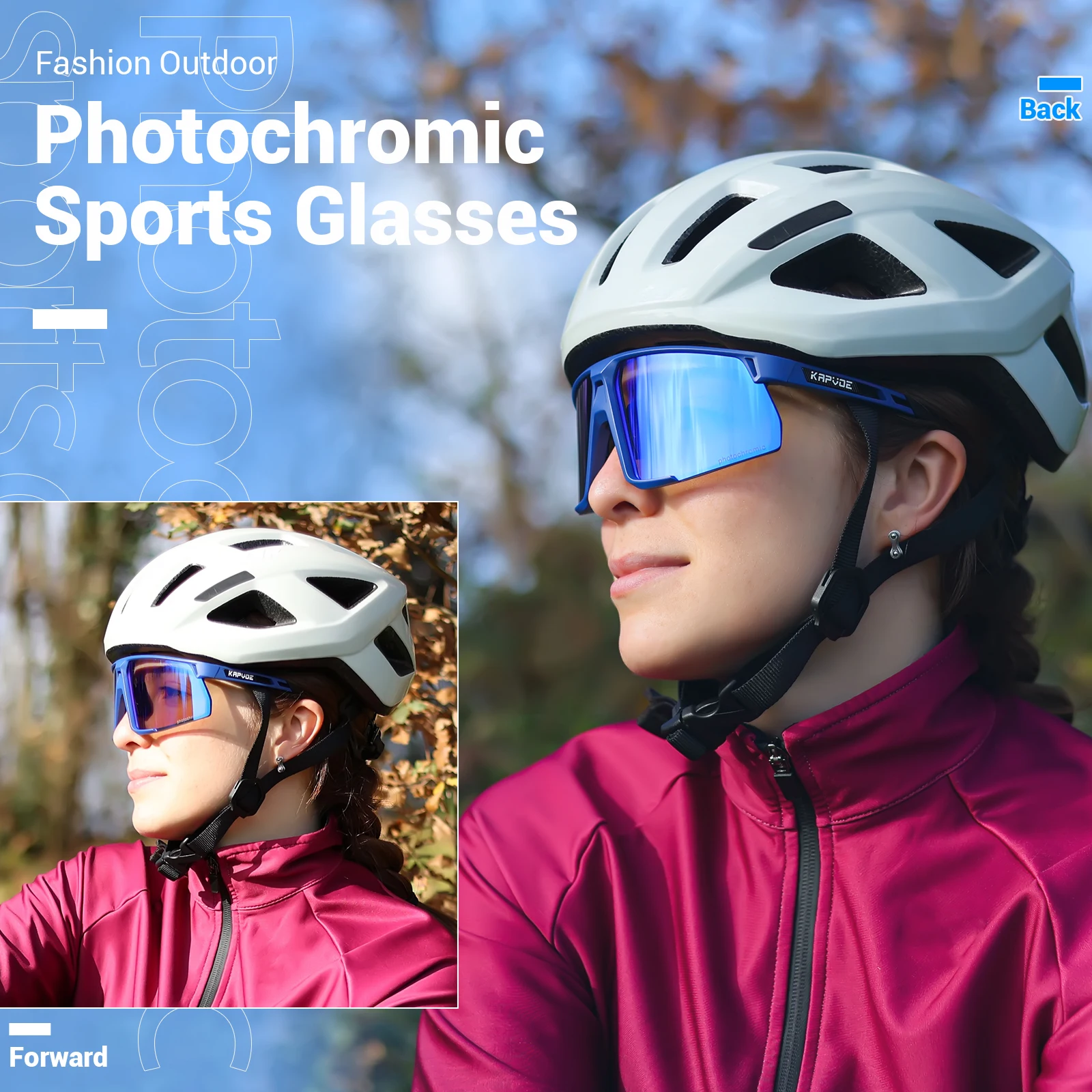 Kapvoe Sports Photochromic Cycling Glasses MTB UV400 Protection Glasses Fishing Hiking Eyewear Men Women Outdoor Riding Glasses