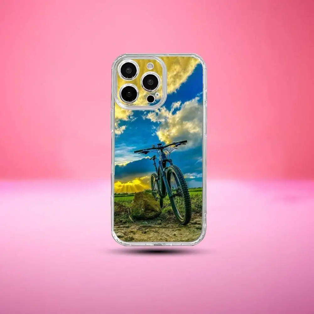 حافظة هاتف للدراجة الجبلية لهاتف آيفون 17,16,15,14,13,12,11 Plus,Pro Max غطاء شفاف ناعم
