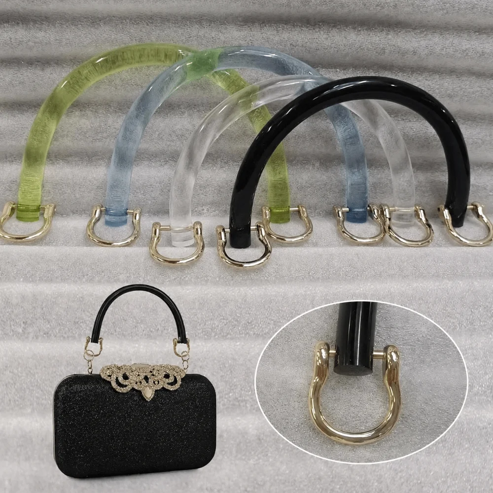 Practical Transparent Bag Handle U-Shaped Acrylic Woven Bag Handle with D Buckle DIY Replace Parts Bag Accessories