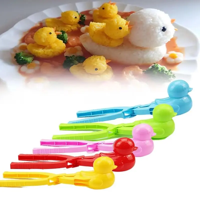 Cute Duck Shaped Rice Mold Maker Clip Children Outdoor Plastic Duck Rice Mold DIY Snowball Maker Sushi Mold With Handle