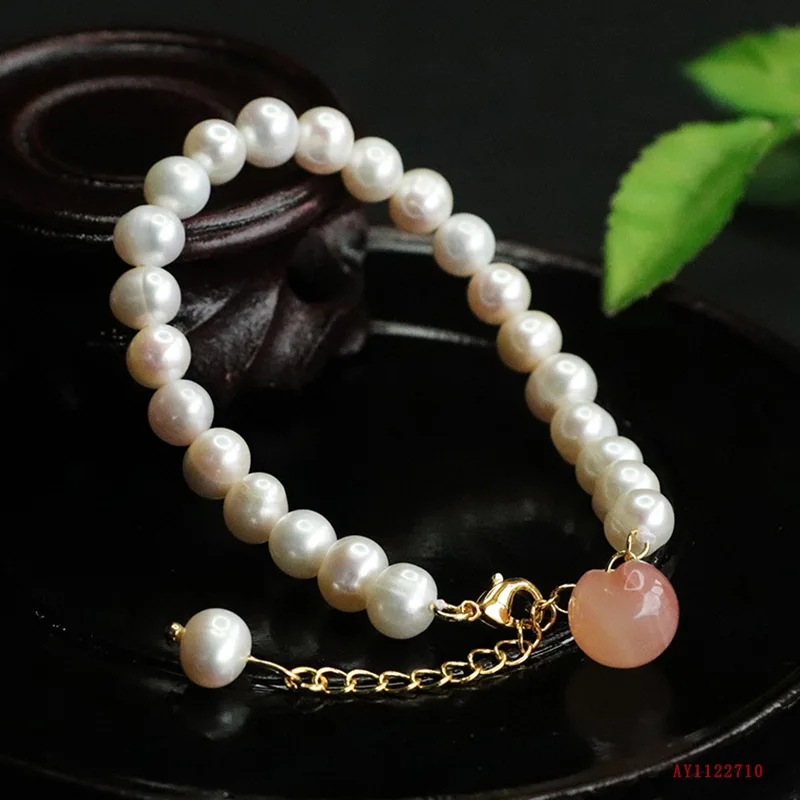 

Браслет из натурального пресноводного жемчуга, браслет из персикового агата с источником соли, новый китайский стиль