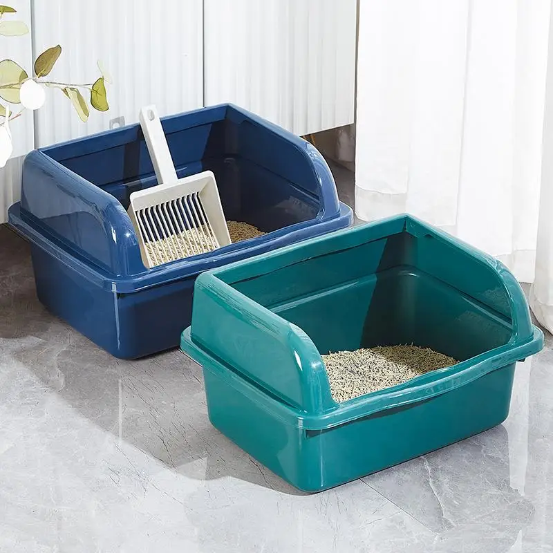 Semi-enclosed Large Litter Box With Raised Bars To Prevent Splashing, Multi-cat Family Cattery Cage, Special Open Litter Box