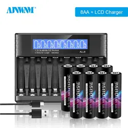 1.5V AA 3680mWh Rechargeable Lithium Battery + LCD smart  Charger for 1.2v Ni-MH  3.7V /1.5v Li-ion Rechargeable battery