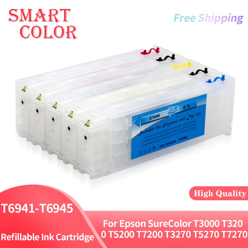 

5Colors/Set T6941-T6945 T6941 Refillable Ink Cartridge For Epson SureColor T3000 T3200 T5200 T7200 T3270 T5270 T7270 700ML/PC