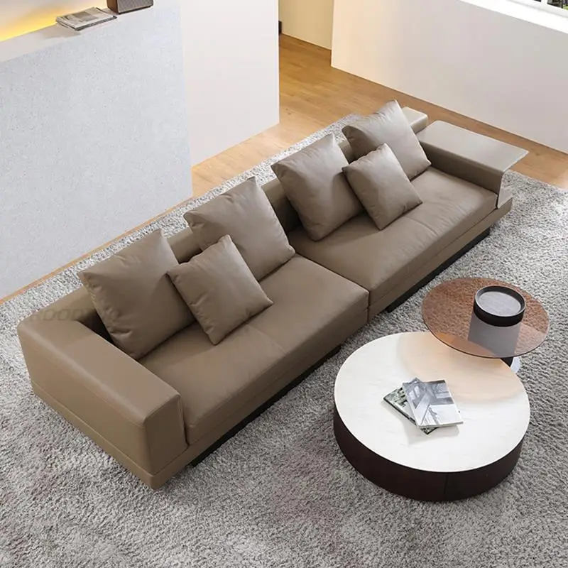 Italian Style High Quality Genuine Leather Sofa Simple Luxurious Large Sofa Combination Custom Villa Living Room Furniture