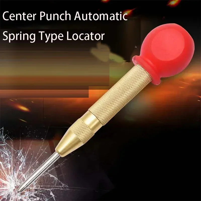 Automatic Center Pin Punch Spring Positioner Glass Striker Window Breaker Punch Wood Press Dent Marker Woodwork Tool Drill Bit