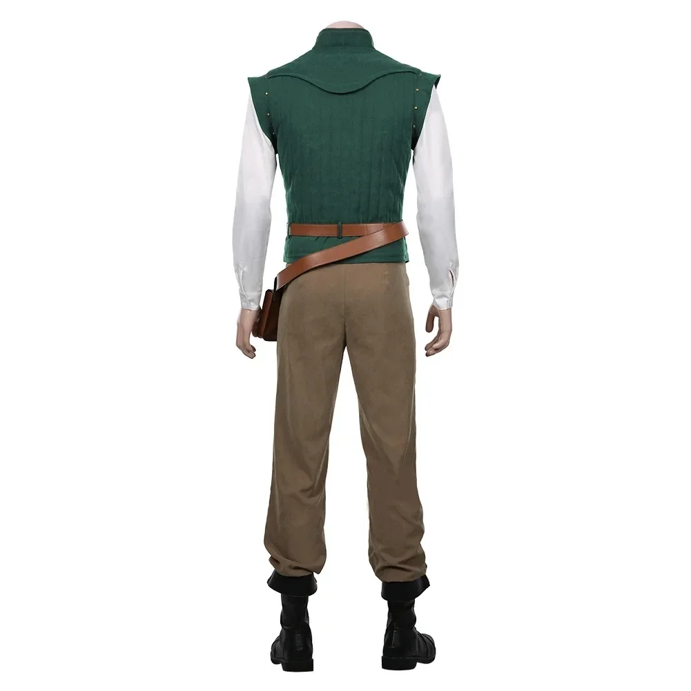 Flynn Rider Cosplay Costume Green Vest White Shirt  Brown Pant Adult Carnival Uniform Anime Halloween Costumes for Man