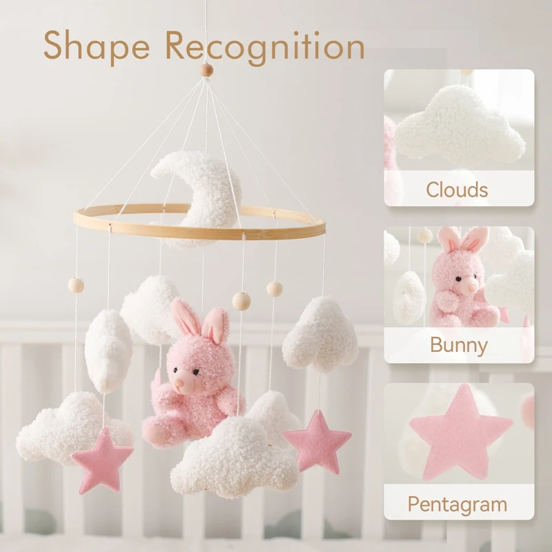 Baby Bed Bell Hanging Toy 0-12 Months Newborn Wooden Mobile Rattle Toy Lambhair Bear Bunny Pendant Crib Holder Bracket Baby Gift