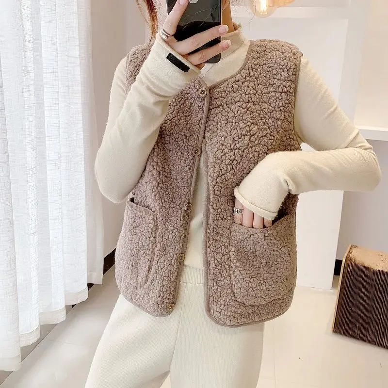 Women's Monochromatic Tank Top Coat, Loose Shoulder Saddle, All-match, Casual Clothes, Simplicity, Office Lady, Fashion