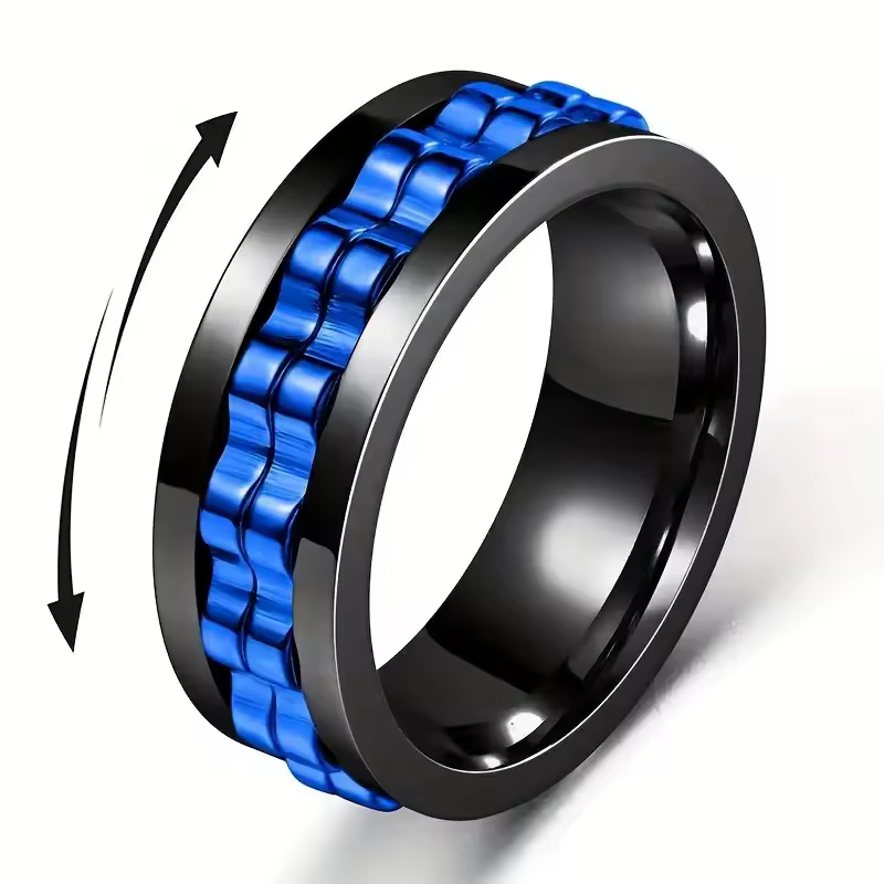 Anti Stress Edelstahl Ring Für Männer Getriebe Kette Rotierenden Angst Relief Spinning Zappeln Ringe Punk Schmuck Bague Homme