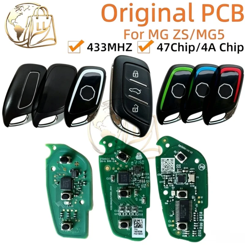 

Original PCB ID47 Chip 433 MHz Car Remote Control Key For MG MG6 MG5 MG4 MG ZS EV HS EHS ZX GT Roewe RX3 RX8 ERX5 RX5 I6 I5