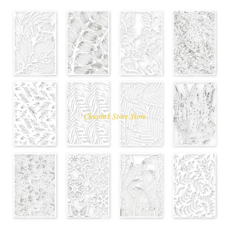 A3PC 6/12Pcs Reusable PET Stencils 12x8in Leaves Flower Drawing Templates for Painting Handmade Art Craft Wall Decoration