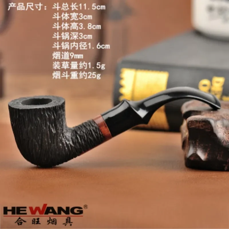 Classic Black Smoking Pipe Wood Pipe 3mm filter Handmade Tobacco Pipe Random Engraved Pipe free tools set