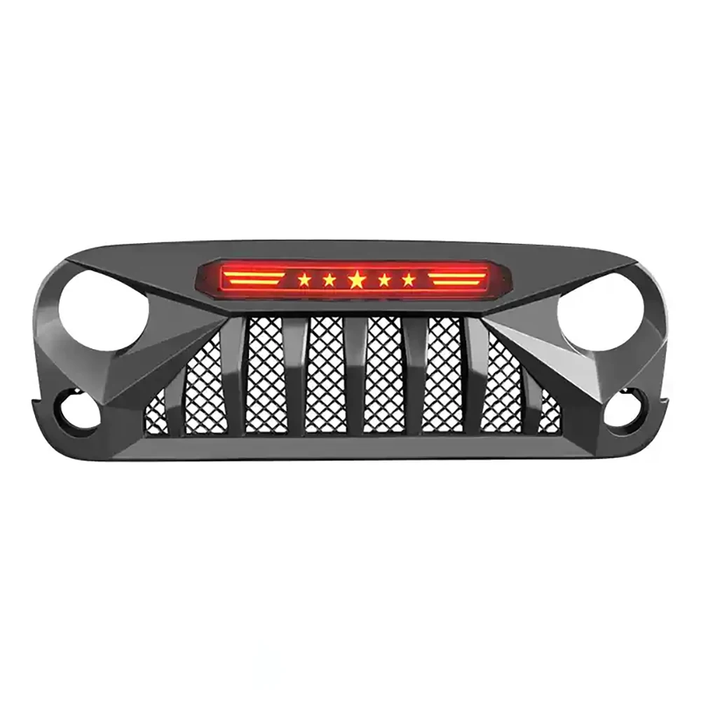 God of War Style Front Grille With Red Star Light For Jeep Wrangler JK 2007-2017 Bumper Grille Automobile front Air Grille