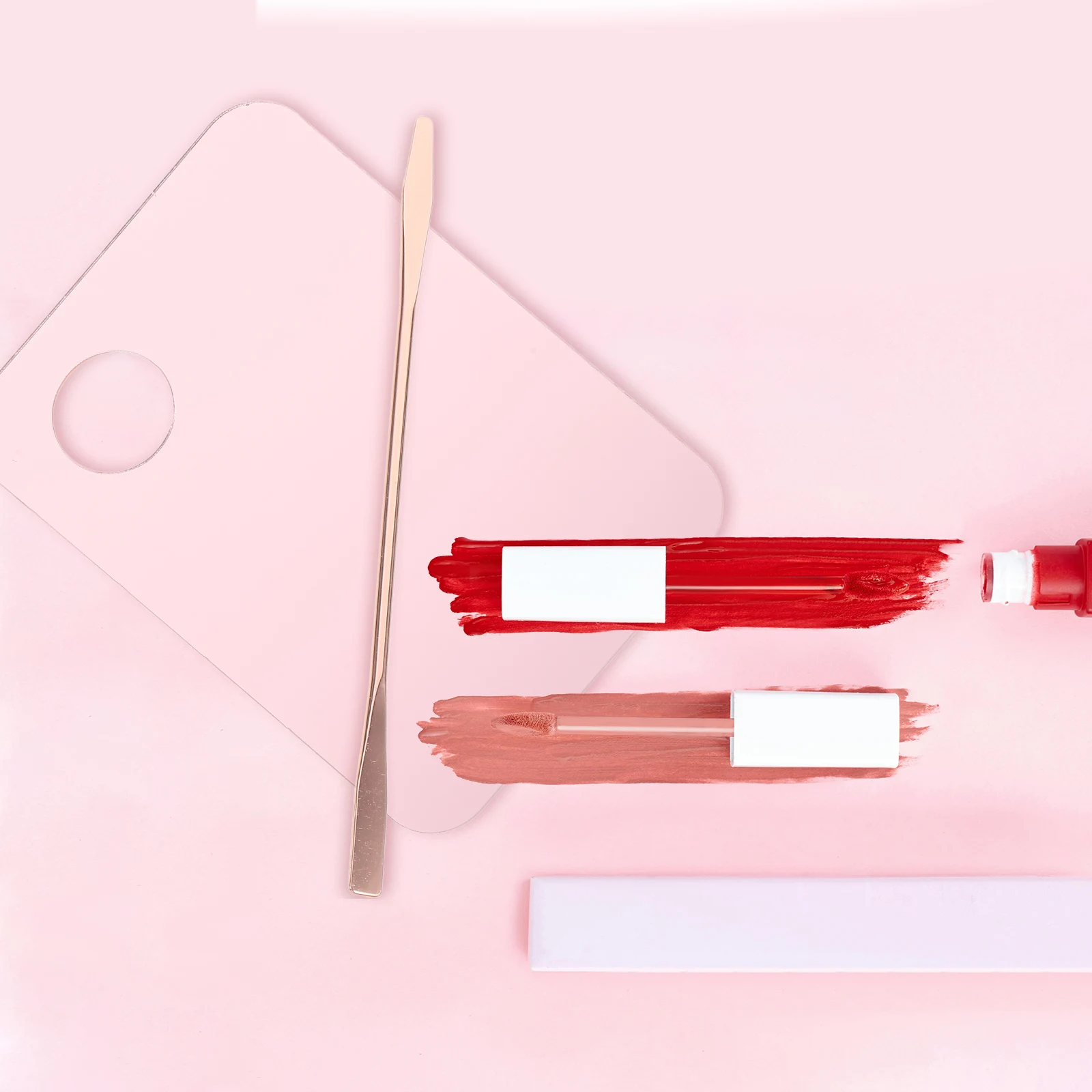 

Makeup Palette Pink Acrylic Mixing Plate Spatula Tool Foundation Tray Color Mixer Pigment Board Stainless Steel Paint Trays