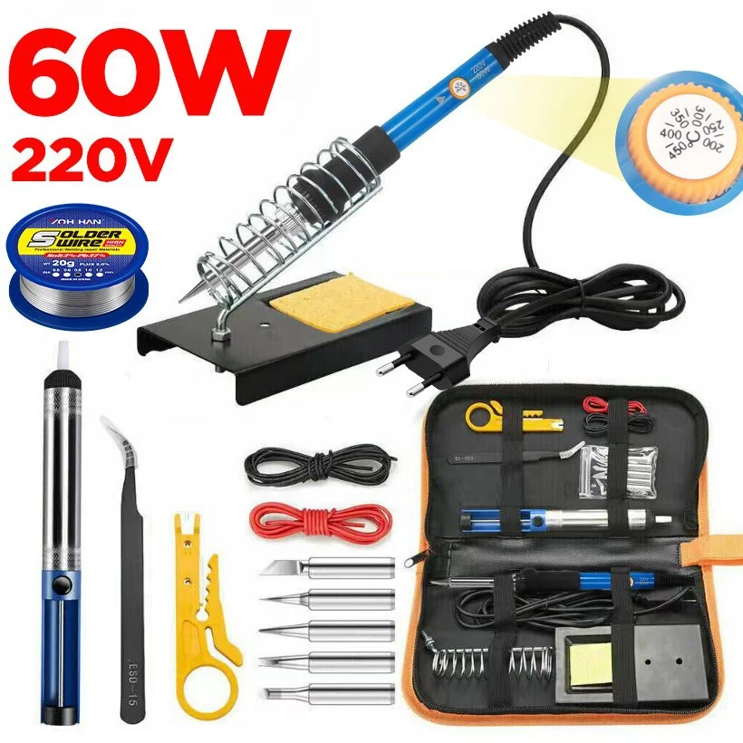 Adjustable temperature soldering iron 60w constant temperature soldering iron British standard 220v soldering iron set