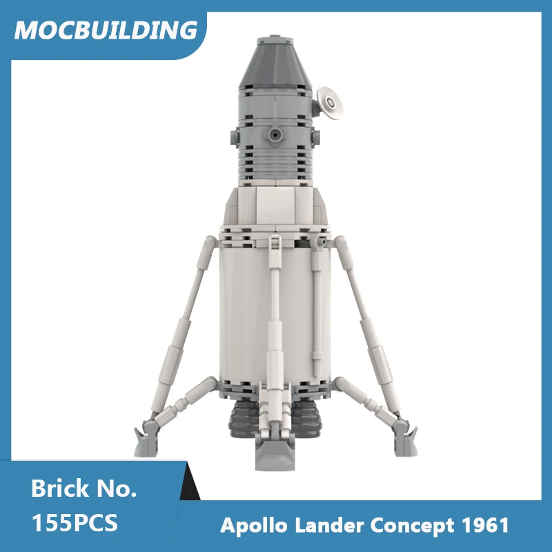 MOC Building Blocks Apollo Lander Concept 1961 1:110 modello in scala mattoni assemblati fai da te serie spaziale giocattoli educativi da collezione