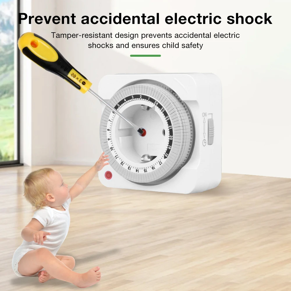 24-Stunden-Mechanische Timer-Steckdose EU-Stecker Programmierbarer Zeitschalter Steckdosen-Timer für Haushaltsgeräte Stromsparend – Detail 6