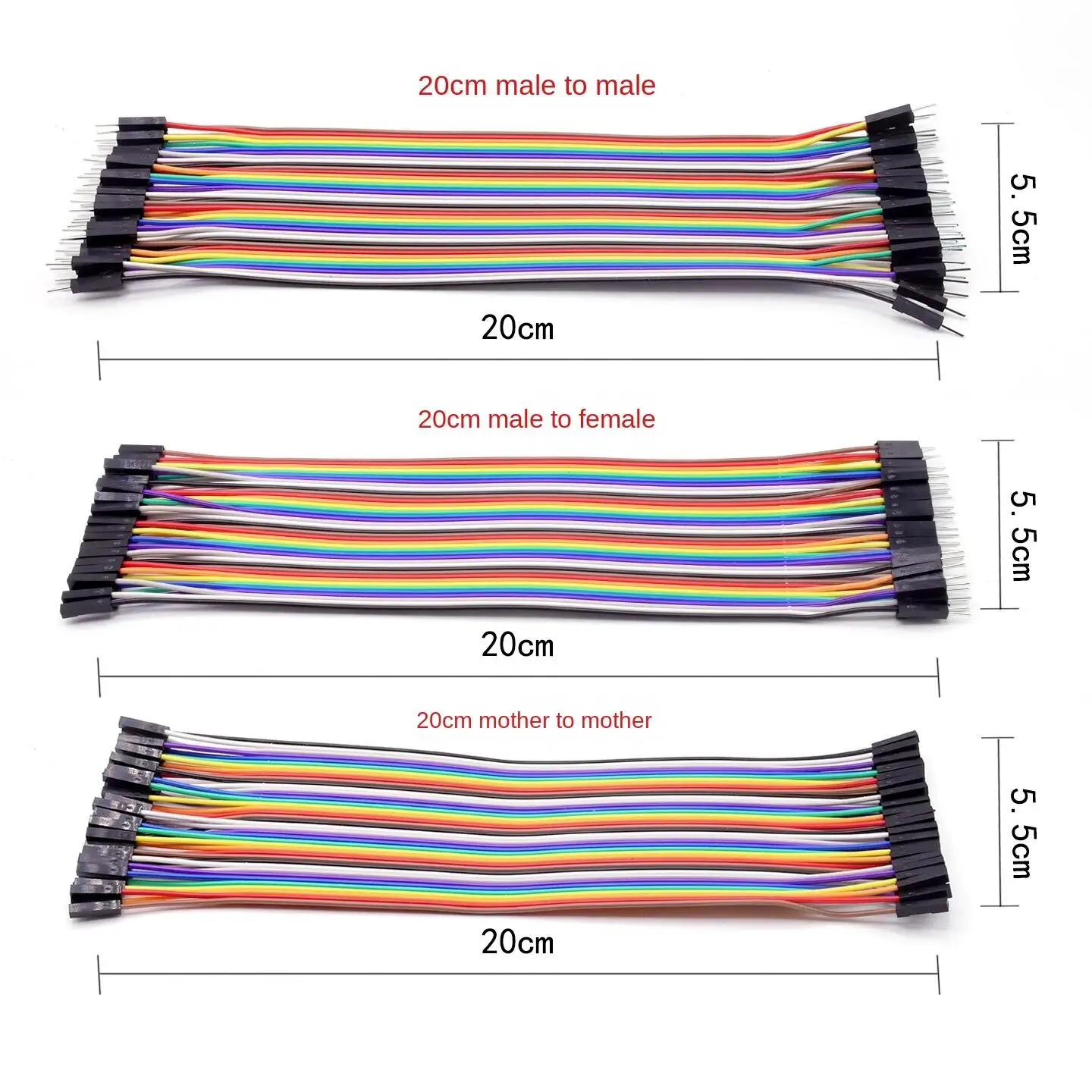 High quality Dupont line 40pcs 10/20/30cm 2.54mm 1p-1p Pin Female to Female Color Breadboard Cable Jump Wire Jumper For Arduino