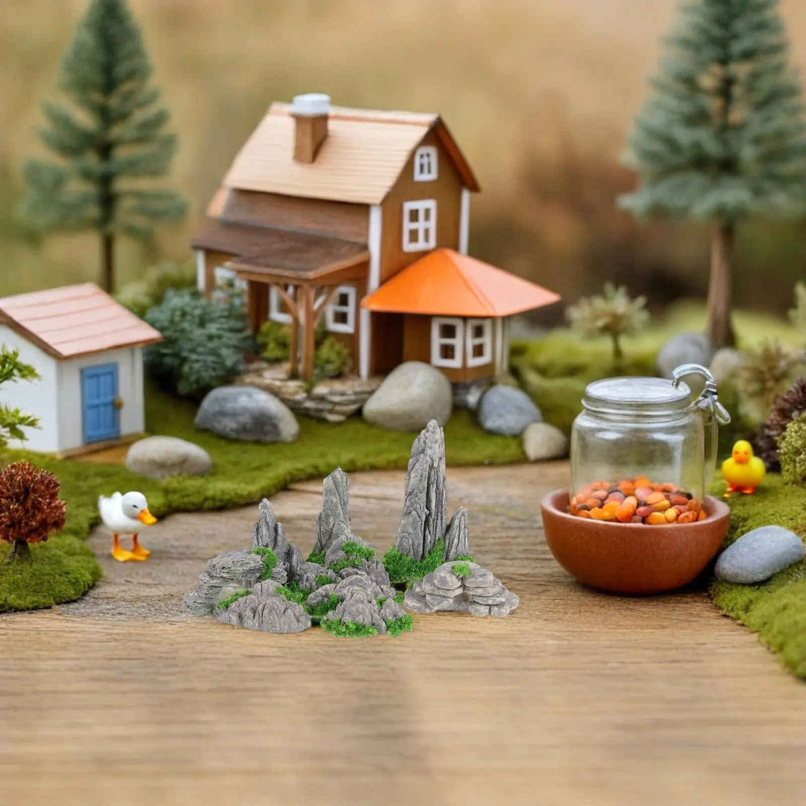10Pcs Mini Resin Rockery Ornaments for Micro Landscape Bonsai Garden Decor Artificial Landscape Desk Arrangement
