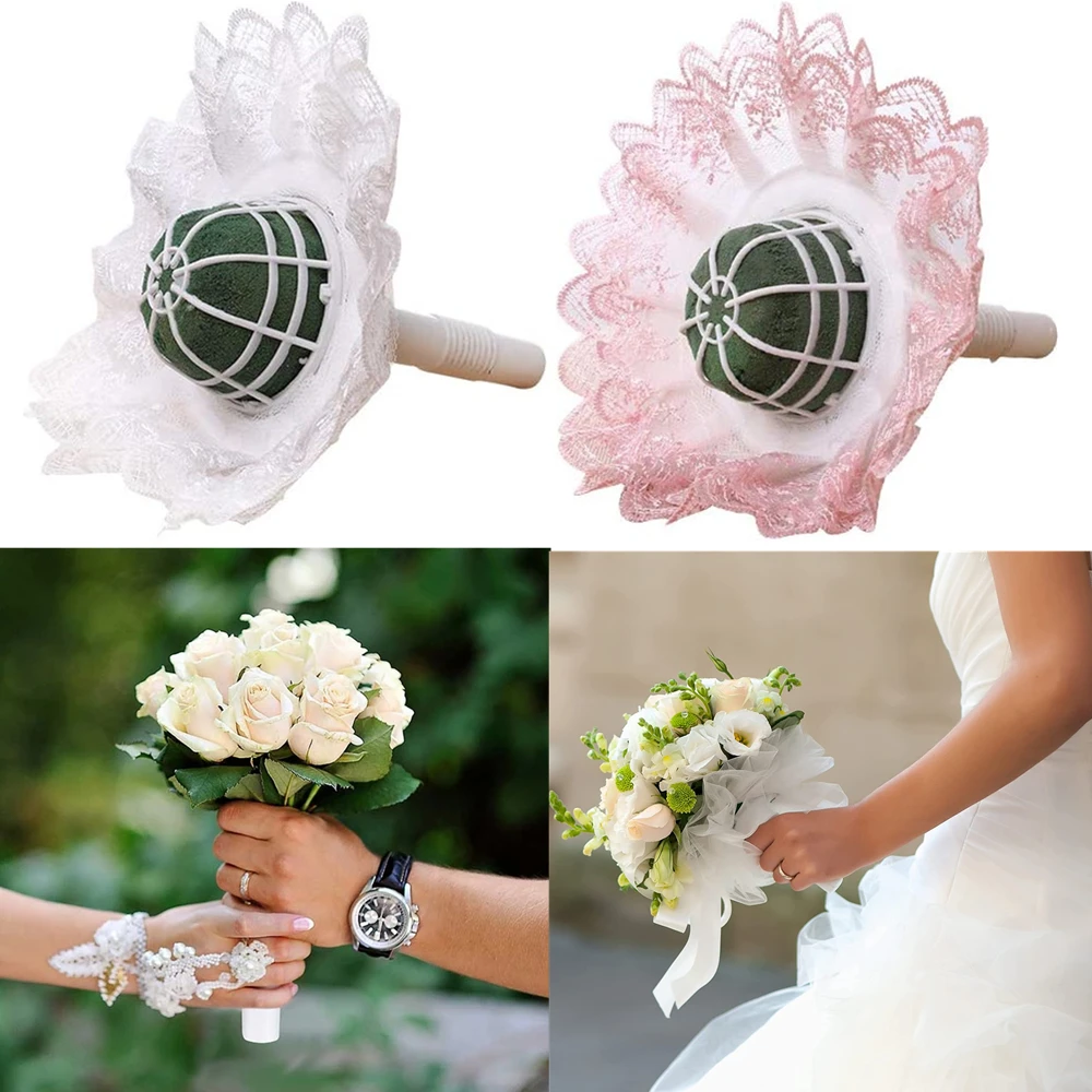 1/2/4Pcs DIY Bridal Floral Foam Bouquet Handle Holder Wedding Bride Flower Holder Decoration Event Party Decorations Supplies