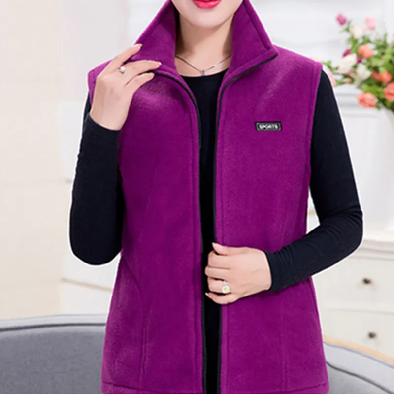 2022 New Fleece Women Vests Autumn Loose  Sleeveless Jacket Ladies Fashion Zipper Casual Waistcoat Female