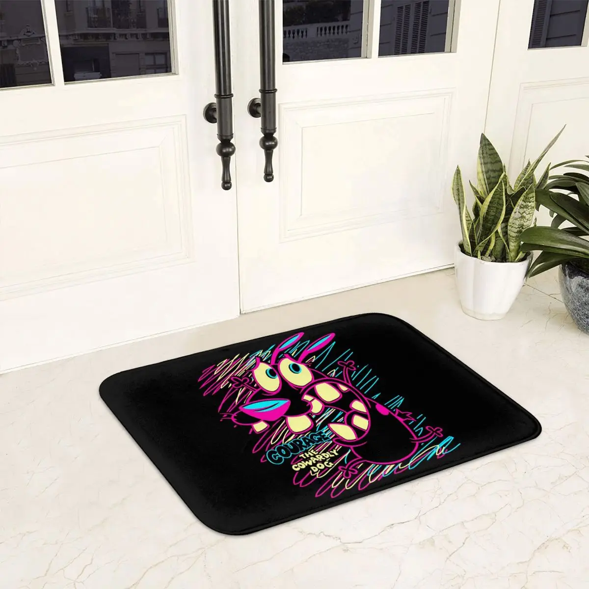 C-Courage-S The C-Cowardly-S D-Dog-S Pink Color Animal Non-slip Doormat Floor Mat Carpet Rug for Kitchen Entrance Footpad Mats