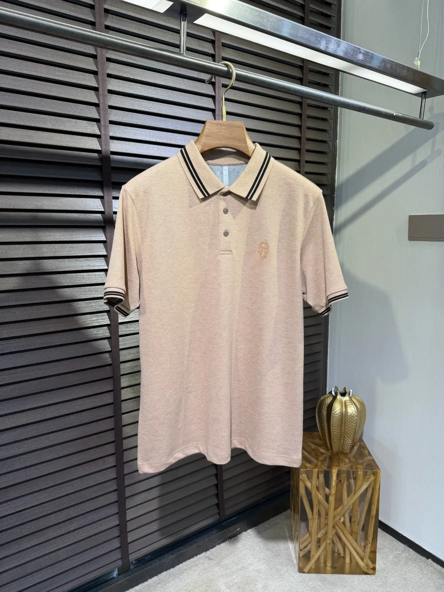 Italian BC old money style 26 summer short-sleeved business casual lapel contrasting color embroidered POLO shirt