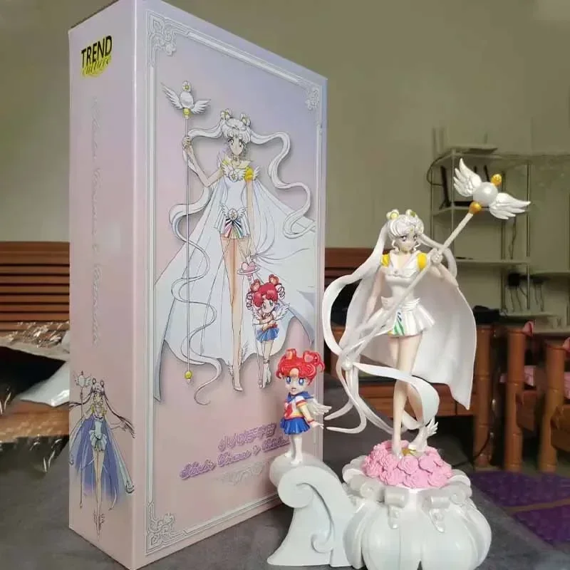 37cm Sailor Moon Anime Figure Gk Tsukino Usagi Chibichibi Sailor Cosmos Statue Pvc Action Figurine Collectible Model Toy Gift