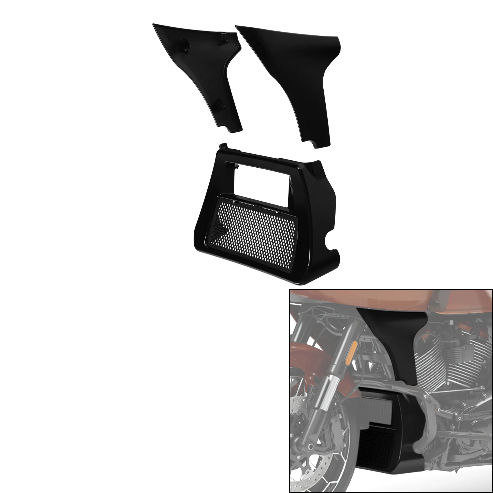 

Front Spoiler Radiator Cover & Side Panel For Harley CVO Road Glide 2023-2024 CVO Road Glide ST FLTRXSTSE 2024 Motorcycle