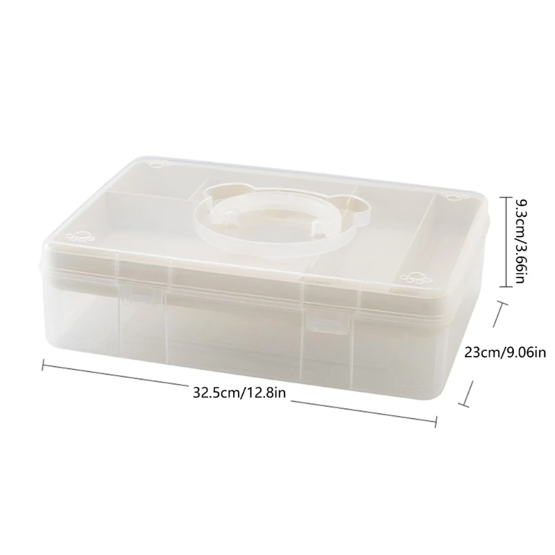Clear Plastic Storage Box With Handle Stackable Double Layer Storage Box for Art Craft Supplies Stationery
