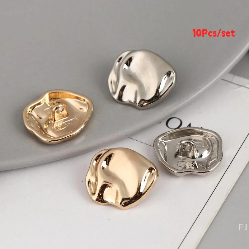 

[YU] 10 шт. пуговицы неправильной формы, красивые золотые/серебряные пуговицы с металлическим хвостовиком, поделки своими руками, аксессуары для шитья одежды