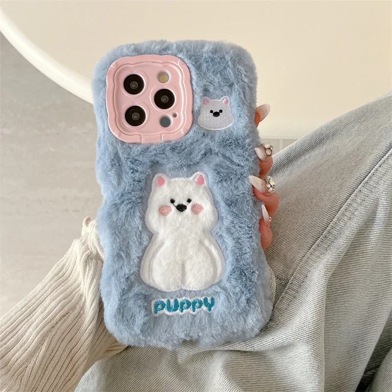 Warm Plush Hair Fluff Toy Soft Phone Case Cover For Huawei Mate 60 Pro Mate 50 40 30 Pro Shock-of funky Stand Back Cover Case