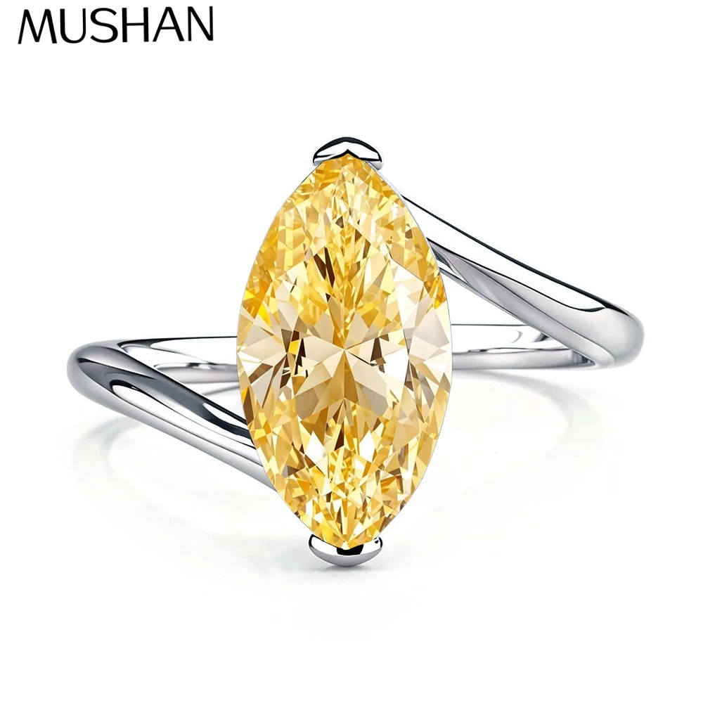 

Ювелирные изделия MuShan: Кольцо из стерлингового серебра 925 пробы с высокоуглеродистым бриллиантом, элегантный стиль, премиум-класс, женские кольца, изысканные украшения