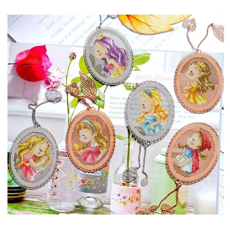 Round Girl Bookmark Set, DIY Craft, Cross Stitch, Needlework, Embroidery Crafts, Counted Cross-Stitching Kit