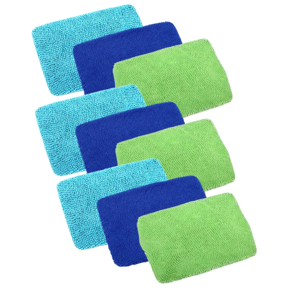 

9pcs Square Cloth Car Windshield Cleaner Blue Dark Green Replaceable Scraper Dust Fog Remover Glass Cleaning Tool Auto
