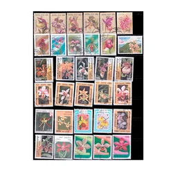 50 PCS All Different Topic Plants Flower Orchid Unused Postage Stamps With Post Mark For Collection