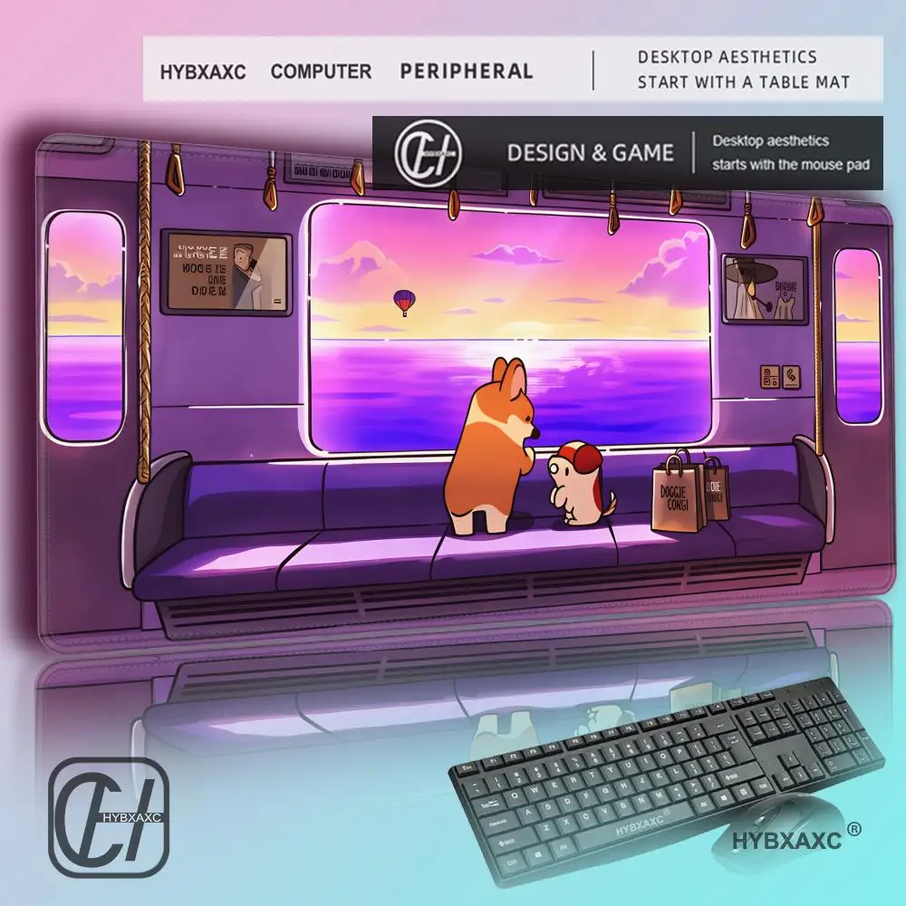 

HYBXAXC Rubber Mouse Pad Kawaii Non-Slip Desk Mat Corgi Dog Cute Large Gaming Mousepad Gamer HD Printing Mousepad Game Keyboard