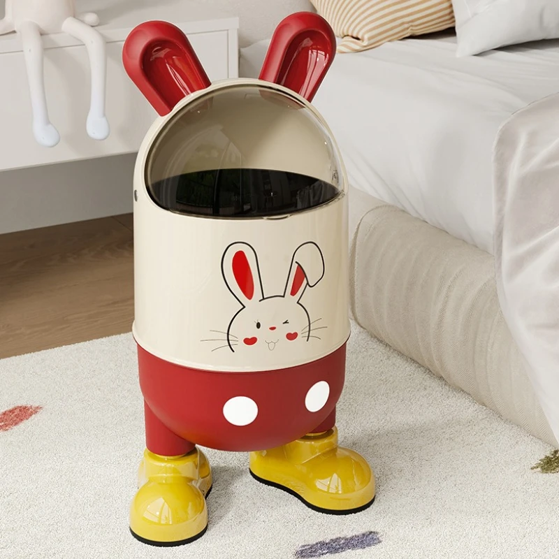

Household Flip Lid Waste Bins Cute Cartoon Rabbit Ears Large-capacity Waste Bins Multi-functional Storage Home Spazzatura JTW