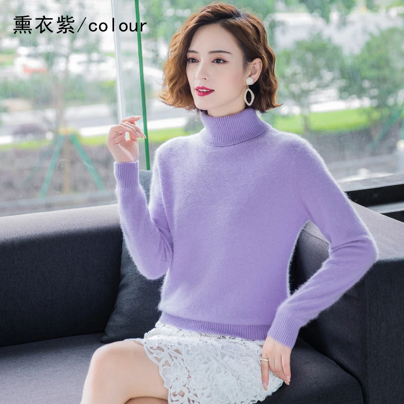 Autumn Winter 100% Mink Cashmere Sweater Women Knitwear Pullover Thick Warm Solid Color Fashion Elegant Korean Clothing Tops