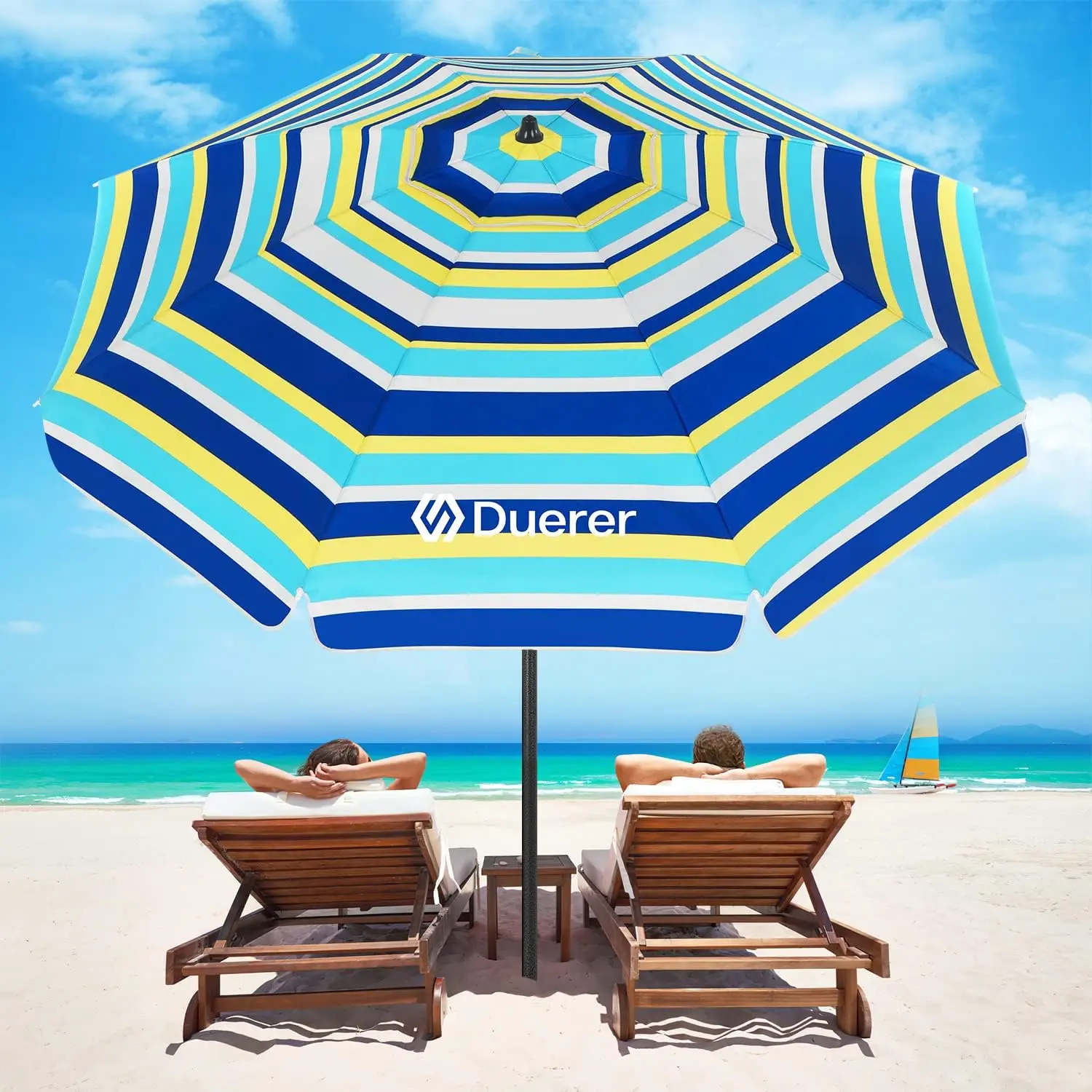 

7.5FT Beach Umbrella for Sand,Anchor Heavy Duty Windproof,Height Adjustable Tilt Iron Pole,Carrying Bag for Beach