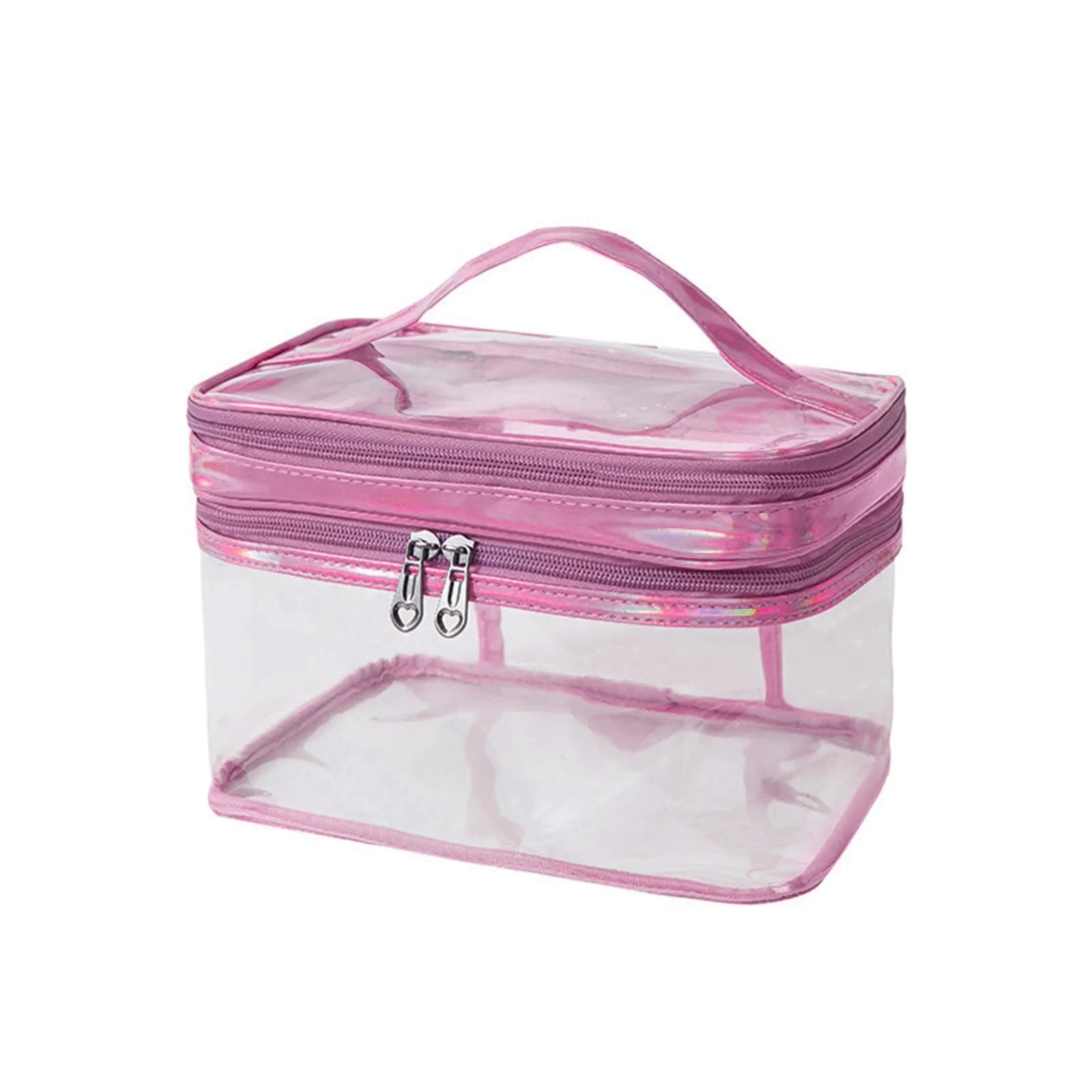 Plastic Transparent Transparent Cosmetic Bag Double-layer Transparent Plastic Cosmetic Bag With Zipper Travel Cosmetic Bag