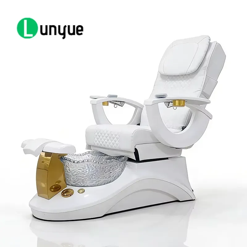 Luxury White Electric Massage Foot Chair Modern Recumbent Swivel Pedicure Spa Furniture for Nail Comfortable Design